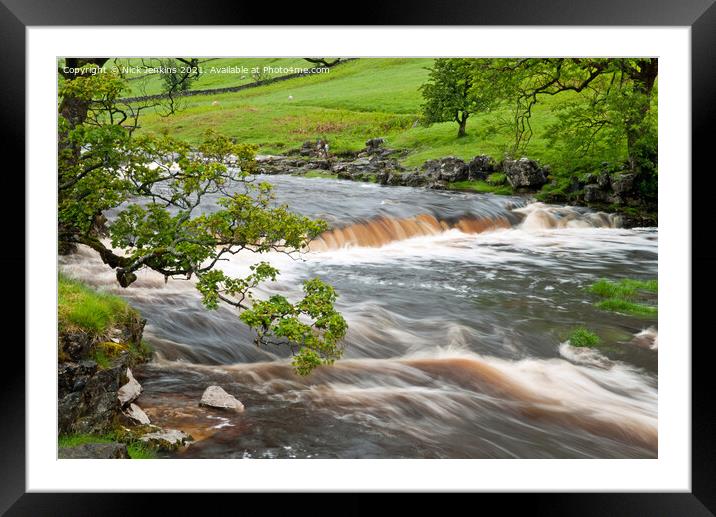 River Wharfe in full flow Wharfedale  Framed Mounted Print by Nick Jenkins