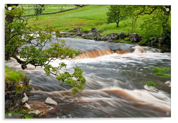 River Wharfe in full flow Wharfedale  Acrylic by Nick Jenkins