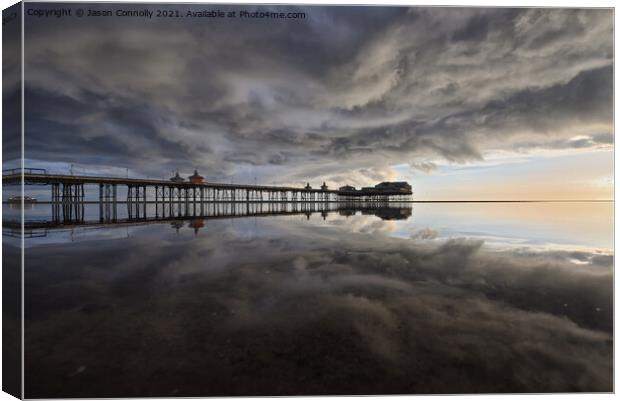 Moody Reflections, Blackpool. Canvas Print by Jason Connolly