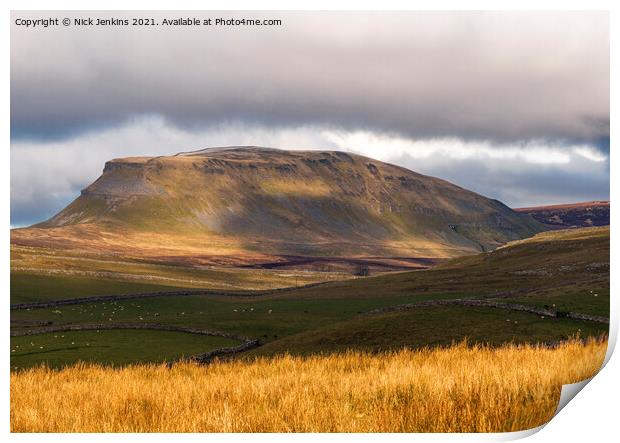 Pen y Ghent in the November sun and shadow Print by Nick Jenkins