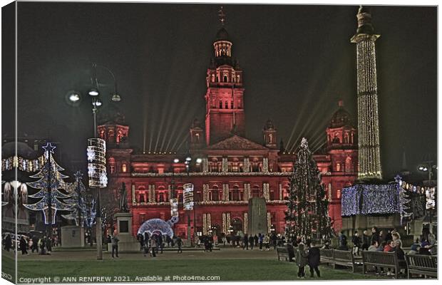 Christmas Cheer at George Square Glasgow Canvas Print by ANN RENFREW