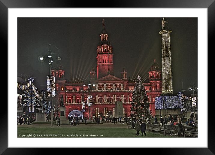 Christmas Cheer at George Square Glasgow Framed Mounted Print by ANN RENFREW
