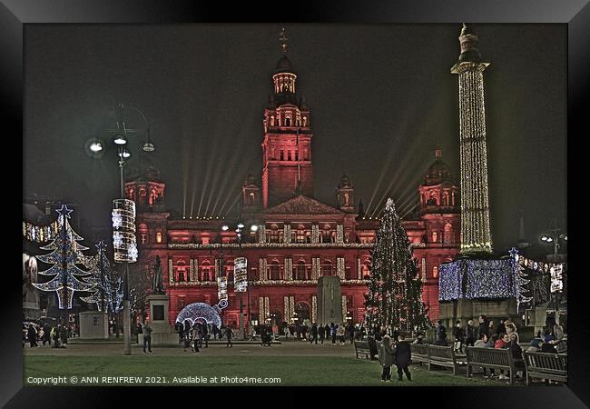 Christmas Cheer at George Square Glasgow Framed Print by ANN RENFREW