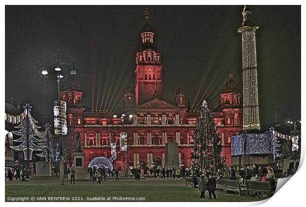 Christmas Cheer at George Square Glasgow Print by ANN RENFREW