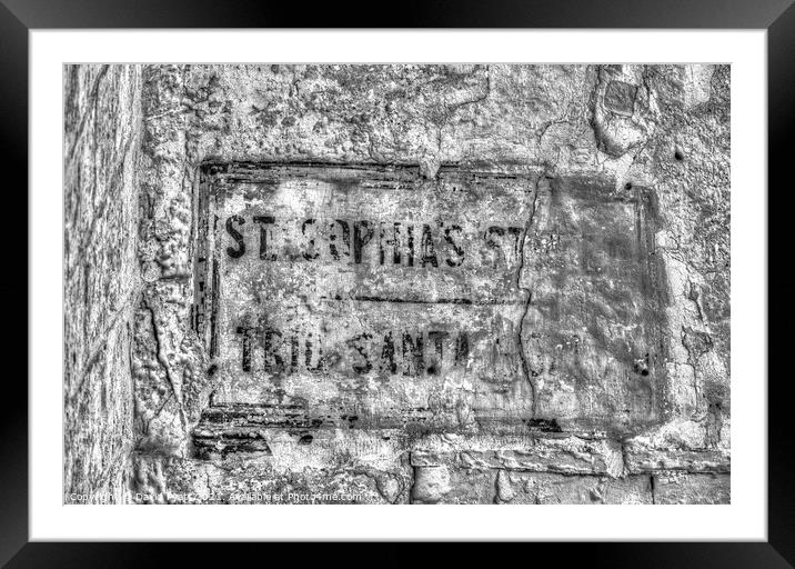 Ancient Street Sign Malta          Framed Mounted Print by David Pyatt