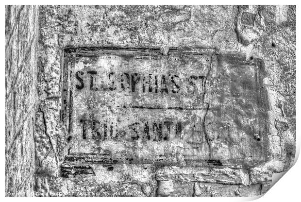 Ancient Street Sign Malta          Print by David Pyatt