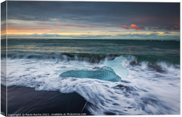The famous Diamond beach in Iceland at sunrise Canvas Print by Paulo Rocha