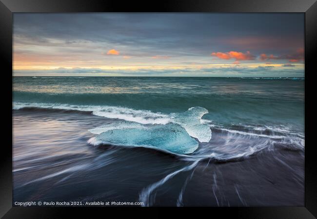 The famous Diamond beach in Iceland at sunrise Framed Print by Paulo Rocha