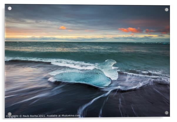 The famous Diamond beach in Iceland at sunrise Acrylic by Paulo Rocha