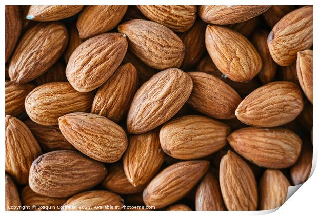 Close detail of a pile of raw almonds nuts with peel Print by Joaquin Corbalan