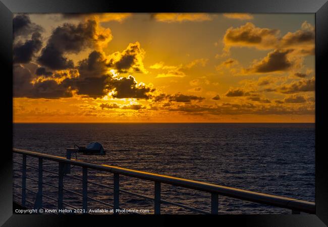 Sunset from a cruise ship in the South Pacific Framed Print by Kevin Hellon