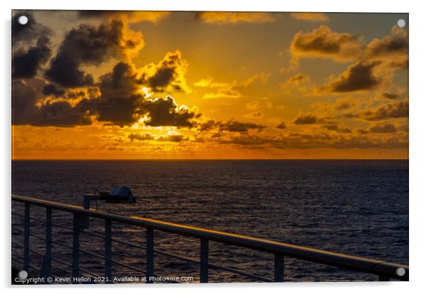 Sunset from a cruise ship in the South Pacific Acrylic by Kevin Hellon