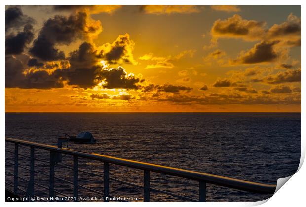 Sunset from a cruise ship in the South Pacific Print by Kevin Hellon