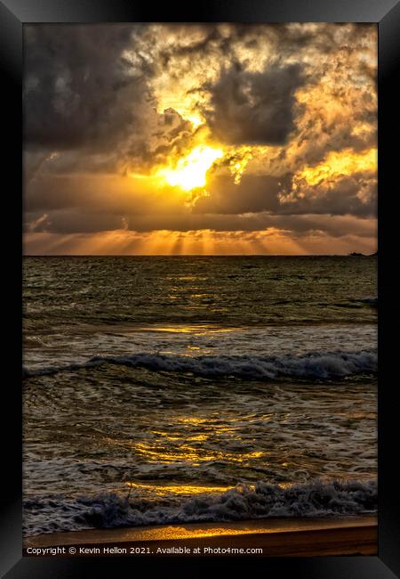 Sunburst over the Andaman sea Framed Print by Kevin Hellon