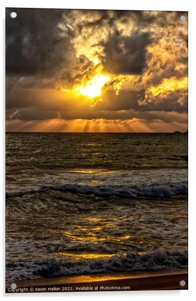 Sunburst over the Andaman sea Acrylic by Kevin Hellon