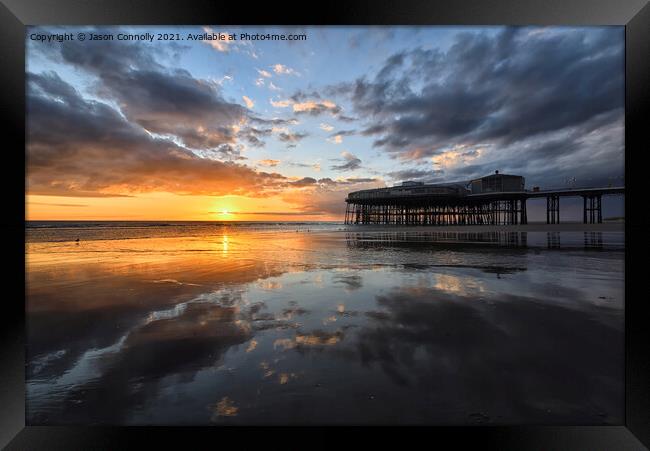 Blackpool Beach Sunset Framed Print by Jason Connolly