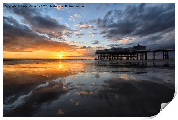 Blackpool Beach Sunset Print by Jason Connolly