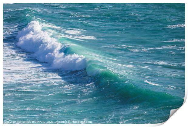 Waves off The Lizard Coast Print by CHRIS BARNARD