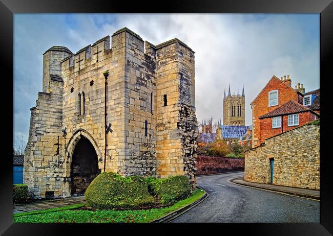 Pottergate Arch and Lincoln Cathedral Framed Print by Darren Galpin