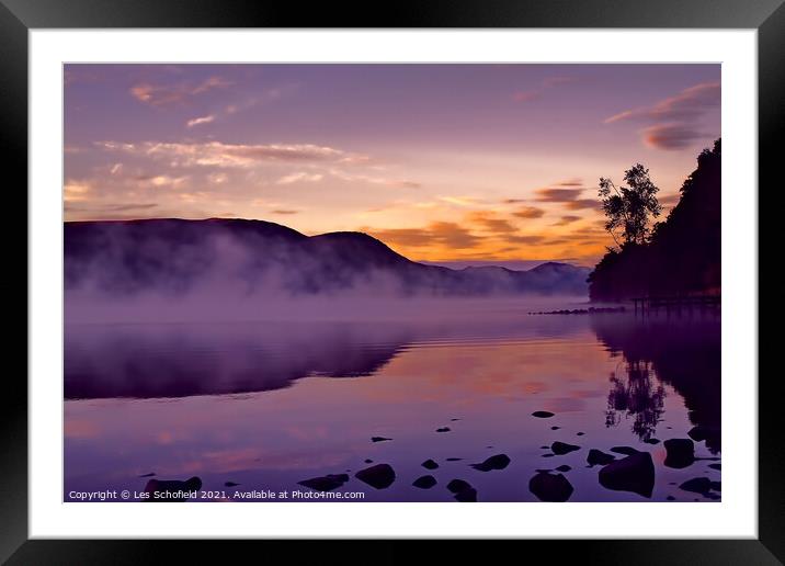 Lake District Ullswater Sunset Framed Mounted Print by Les Schofield