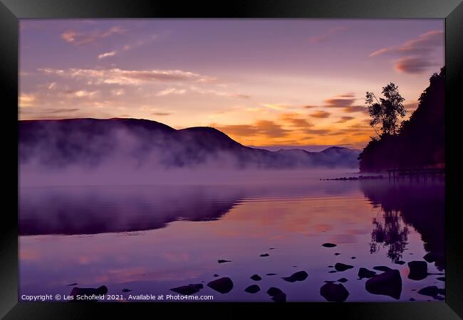 Lake District Ullswater Sunset Framed Print by Les Schofield