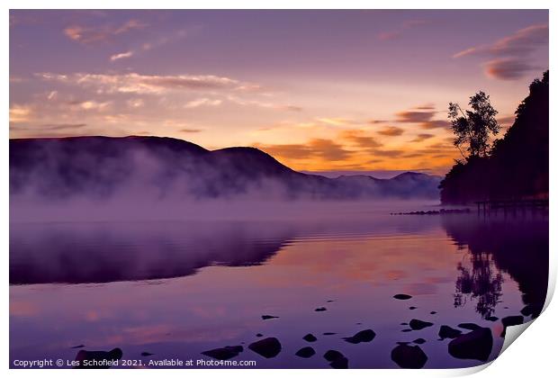 Lake District Ullswater Sunset Print by Les Schofield