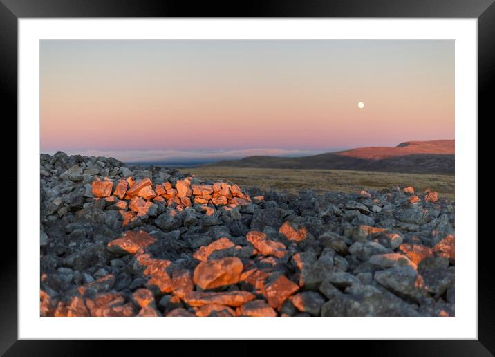Stone Cairn on a Mountain Framed Mounted Print by Leighton Collins