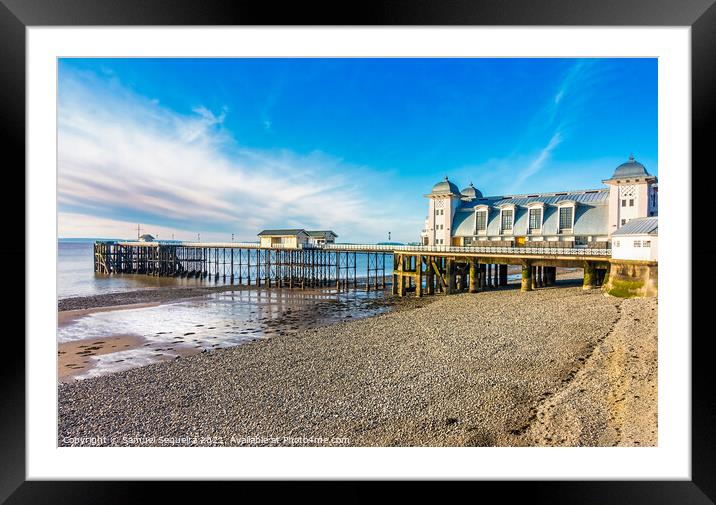 Penarth Pier and Pebble Beach Framed Mounted Print by Samuel Sequeira