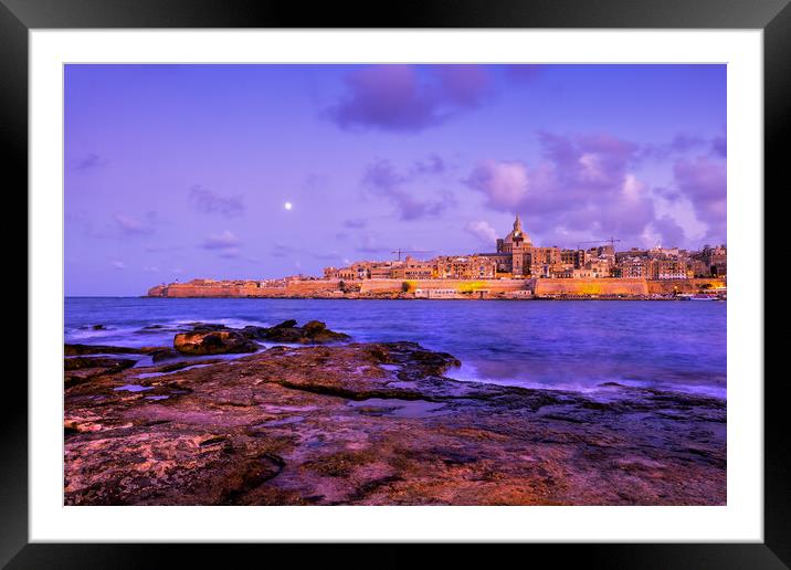 Valletta City Skyline In Malta From Manoel Island Framed Mounted Print by Artur Bogacki