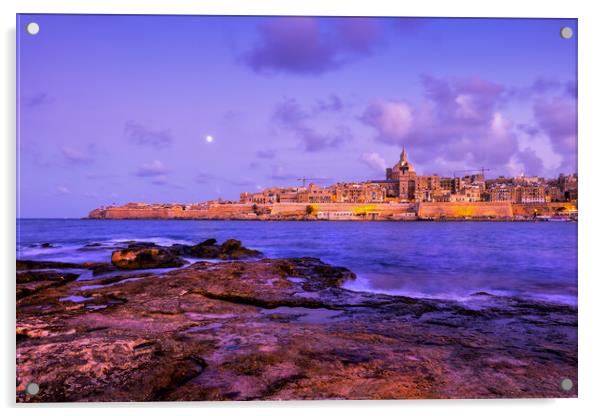 Valletta City Skyline In Malta From Manoel Island Acrylic by Artur Bogacki