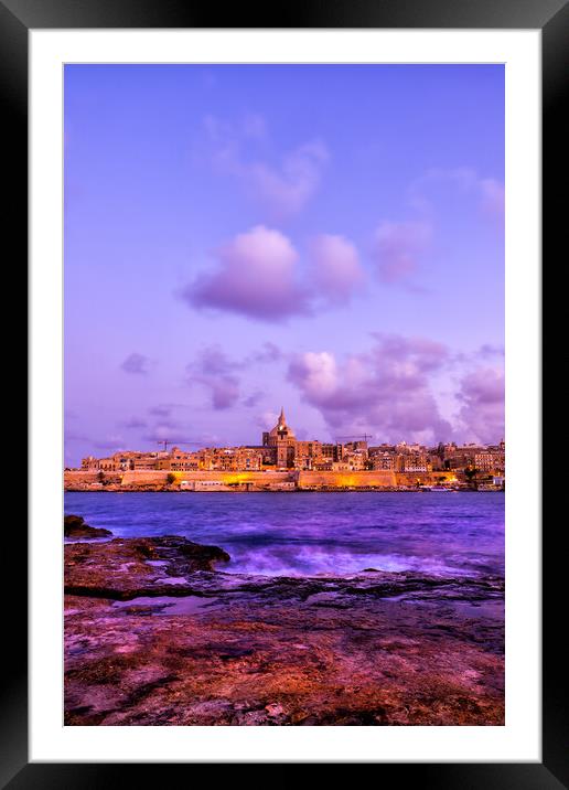 Valletta Skyline From Manoel Island At Dusk Framed Mounted Print by Artur Bogacki