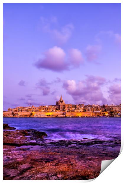 Valletta Skyline From Manoel Island At Dusk Print by Artur Bogacki