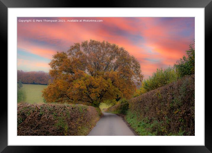 Winter sunset outside Marlow, in Buckinghamshire Framed Mounted Print by Piers Thompson