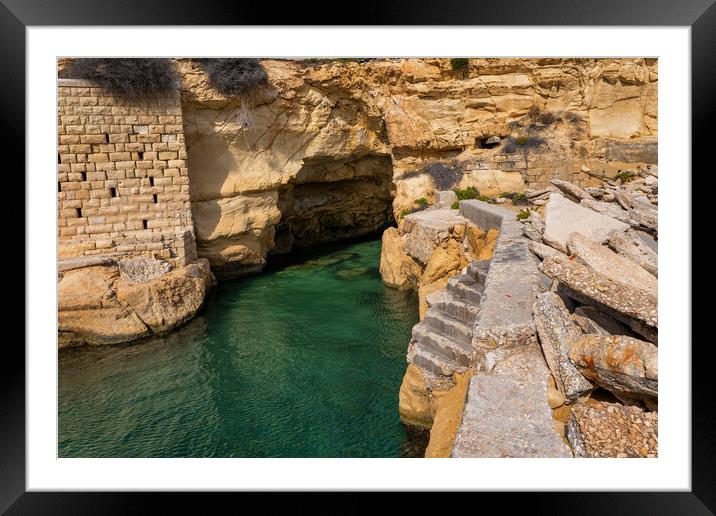 Sea Cave In Sliema Malta Framed Mounted Print by Artur Bogacki
