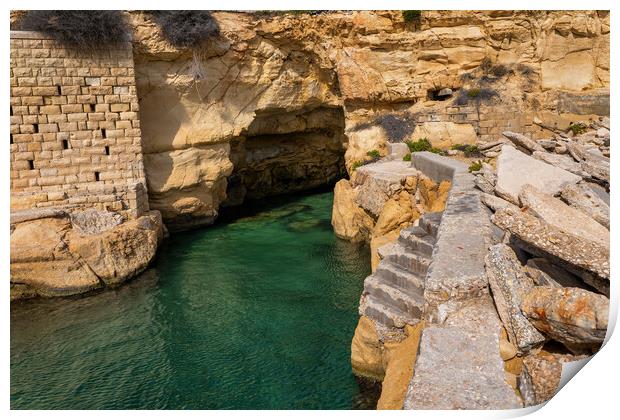 Sea Cave In Sliema Malta Print by Artur Bogacki