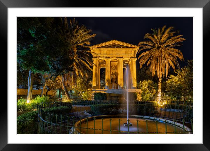 Lower Barrakka Gardens At Night In Valletta Framed Mounted Print by Artur Bogacki