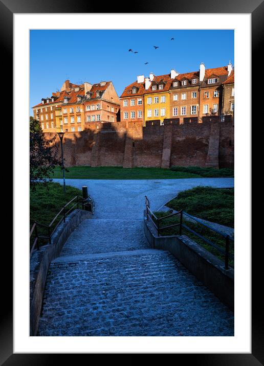 Alley To The Old Town Of Warsaw At Sunset Framed Mounted Print by Artur Bogacki