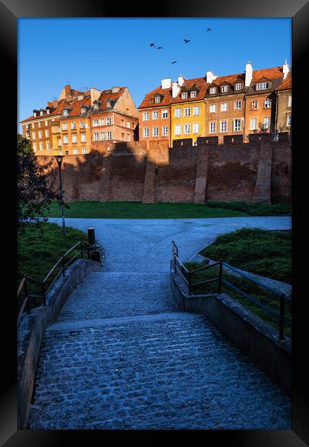 Alley To The Old Town Of Warsaw At Sunset Framed Print by Artur Bogacki
