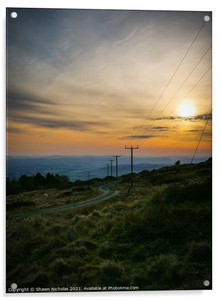 Sunset from Clee Hill in SHropshire Acrylic by Shawn Nicholas