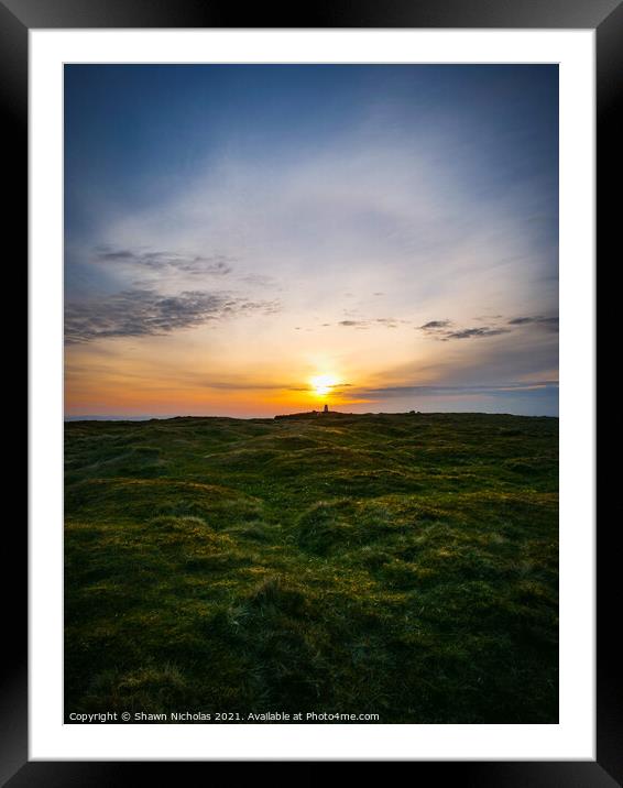 Sunset at the summit of Clee Hill in Shropshire Framed Mounted Print by Shawn Nicholas