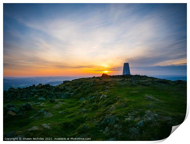 Sunset on Clee Hill Summit in Shropshire Print by Shawn Nicholas