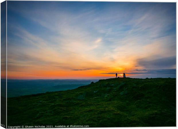 Sunset on Clee Hill Summit in Shropshire Canvas Print by Shawn Nicholas
