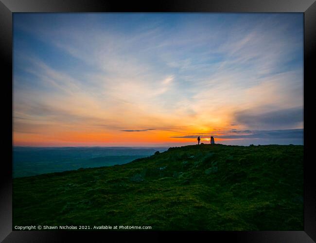 Sunset on Clee Hill Summit in Shropshire Framed Print by Shawn Nicholas