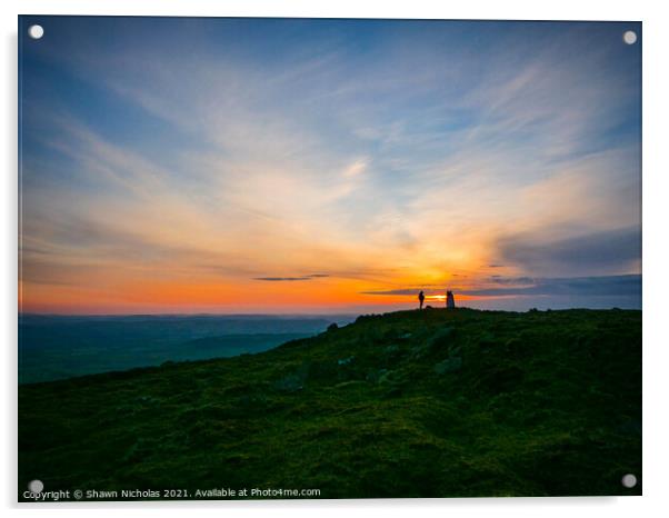 Sunset on Clee Hill Summit in Shropshire Acrylic by Shawn Nicholas