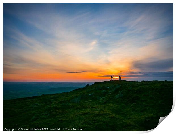 Sunset on Clee Hill Summit in Shropshire Print by Shawn Nicholas