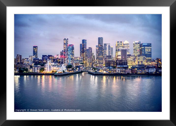Canary Wharf Framed Mounted Print by Steven Neal