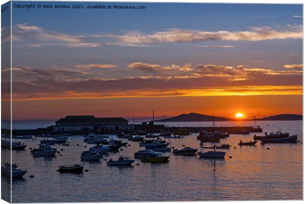 Sunset off the Scillies from Hugh Town  Canvas Print by Nick Jenkins