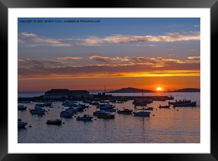 Sunset off the Scillies from Hugh Town  Framed Mounted Print by Nick Jenkins