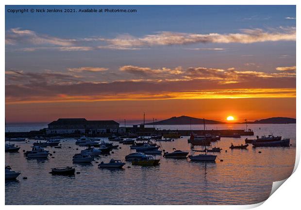 Sunset off the Scillies from Hugh Town  Print by Nick Jenkins