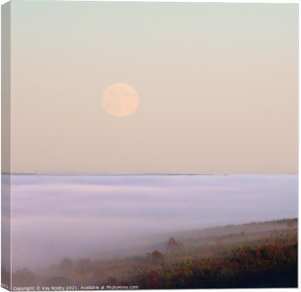 Cloud inversion and rising moon Canvas Print by Kay Roxby